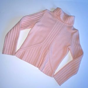 Baby Pink Angora Wool Turtleneck Sweater